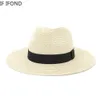 Large Size 60CM Summer Panama Hats For Women Men Wide Brim Beach Jazz Hat Cooling Ladies Sun Straw 240311