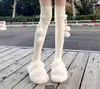 Women Socks Women's Lolita Y2k Punk Gothic Harajuk Girls JK Medium Milk White Long Tube Ball Knee Length Set Warmers Cover