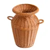 wicker花瓶織りの花のバスケットポットは、高レイタンの床の素朴なコンテナ農家の家240318