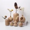 Vases Natural Wooden Vase Retro Japanese Style Living Room Dried Flowers Ins Home Office Desk Decor Art Flower Bottle Ornaments