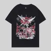 2024 Early Spring New American High Street Trendy Brand Hell Star/Angel Art Text Mönster Hip Hop Print T-shirt