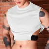 Men's Tank Tops 2023 Men Tank Tops Patchwork O-neck Sleeveless Sexy Fitness Hollow Out Vests Men Streetwear Fashion Crop Tops S-5XL L240319