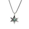 Ny Hip Hop Turquoise Six Star Fashion Instagram Personlig Titanium Steel Pendant