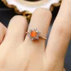 Cluster Rings October Birthstone Ring Natural Fire Orange Opal Engagement Band Sterling Sier Jewelry Snowflake