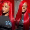Synthetic Wigs Hot Red 13X6 Hd Lace Frontal Human Hair Wig Straight 99J Burgundy 13X4 Lace Front Human Hair Wigs For Women Colored Wigs 34 Inch 240328 240327