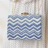 NEW Evening Bags Summer Small Fresh Straw Woven Women's Bag Wind Single Shoulder Belt Chain Dinner Bag Ripple Square Handle