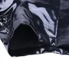 Herr shorts glansig sexig PVC läder sida snörning blixtlås bulge påse latex för nattklubb fest scen manlig dansbyxor