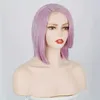 Synthetic Wigs Cosplay Wigs 12 Inch Purple Short Straight Bob Hair Wigs For Women Synthetic FiberSide Part Short Straight Wigs Heat Resistant Colorful Party 240329