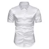 Men's Dress Shirts Men Shirt Daily Holiday Silk Slight Stretch Solid Color Summer Tops Tuxedo Wedding Prom Casual Satin Comfy