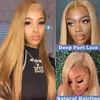 Synthetic Wigs #27 Color Lace Frontal Wigs Brazilian Straight Honey Blonde Lace Front Wigs 13X4 HD Lace Front Human Hair Wigs For Women 240328 240327