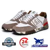 Premaitas som kör SHS -designer Italien Mick Lander Django Sheepskin äkta lädermän traingers sport sneakers gå jogging tränare sh för män kvinnor