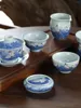 Jingdezhen – service à thé bleu et blanc, seau de couleur, tasse à thé, propriétaire de maison, porcelaine Antique pressée à la main, haute qualité