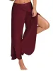 Outfit 10 Colors Women Wide Leg Pants Loose Fitness Dance Yoga Leggings Split Trouser Female Elastic Wasit Casual Summer Clothes S5XL