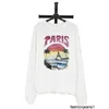 Designer Paris High Edition B Home Sunset Tower Printed Hoodie Back B Trendy Graffiti Bat Letter T-shirt6OV9