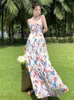 Casual Kleider Frauen Mode Elegante Blumen Urlaub Abend Party Slip Langes Kleid 2024 Französisch Böhmischen Sommer Backless Fee Sommerkleid