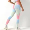 Completo di vendita caldo Tie Dye Plus Size Pantaloni da yoga senza cuciture Allenamento Sport Fitness Butt Lifting Collant da donna a vita alta Leggings da yoga