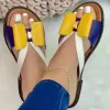 Slippers 2023 New Fashion Luxury Sandals Outdoor Flat Slippers Match Color Bow Women's Slippers Large Size 43 Women's Shoes Free Shipping