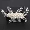 Diademi Argento Colore Perla Cristallo Pettini per capelli da sposa Accessori per capelli per fiore da sposa Copricapo Donna Sposa Ornamenti per capelli Gioielli Y240319