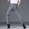 Pantalones para hombres Verano Buen estiramiento Pantalones lisos Hombres Negocios Cintura elástica Coreano Clásico Delgado Negro Gris Azul Marca Traje casual Masculino