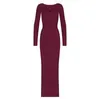Kardashians Autumn Pure Desire Pikantna dziewczyna wygląda na szczupłe biodra szerokie szyi Sukienka z długim rękawem Długie spódnica 240309