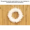 Decorative Flowers White Plume Wreath Hanging Garlands Simple Style Halloween Home Decor Welcome Window Props For Bedroom Year Bar Garden