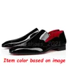 Louboutin Christian Red Bottoms Luxury Men Dress Shoes Loafers Designer Sneakers Lace-ups Suede Patent Leather Rivets Slip-Ons Mens Greggos Party Wedding【code ：L】Big Size 50