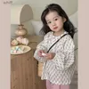 Camicie per bambini Stile coreano Nuova primavera Autunno Bambina Camicia per bambole Rosa Stampa floreale Girocollo Manica a sbuffo Camicetta Moda Abbigliamento per bambini E2332C24319