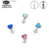 Stud G23 Titanium Znakomite opalowe kolczyki z sercem Labret warg Studs 16G Wewnętrzna chrząstka do uszu Tragus Helix Pering Jewelryc24319