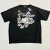 Heren T-shirts Nieuwe Stijl Saint Zomer Heren Motorfiets Print Straat Vintage Tee Gewassen Korte Mouw J240319