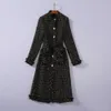 ヨーロッパとアメリカの女性のドレス2023冬の新しい長袖シングルブレストレッドベルトファッションツイードコートxxl