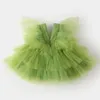 Toddler Olive Green Flower Girl Dress for Wedding Party Tiered Tulle Kneelength First Birthday Princess 112Yr Girls 240312