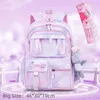 Mochila escolar Estudiante Niñas Niños Princesa Refrigerador Puerta Mochila Protector de columna Bolsas de hombro Lindo Arco iris impermeable 240314