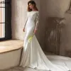 en flare slanke designer zeemeermin trouwjurken met lange mouwen witte elegante satijnen kant boho bruidsjurken hof trein sexy backless bruid gewaden de mariee yd