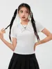 女性のTシャツ女性Tシャツカジュアルクルーネック半袖掘削ボウノットサマートップスストリートウェアベース汎用性毎日