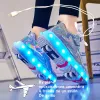 Boots Children Four Wheels Luminous Glowing Sneakers Black Pink Led Light Roller Skate Shoes Kids Led Shoes Boys Girls USB Charging 43