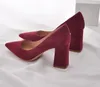 Suede echte vrouwen naakt pumps lederen dikke dames roze pumps hiel hiel alcohol pomp dispenser puntige teen dame jurk bruid's trouwschoenen 5