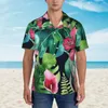 Men's Casual Shirts Jungle Tropical Print Beach Shirt Men Bird Of Paradise Hawaii Short-Sleeve Loose Oversize Blouses Birthday Present