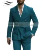 Ternos 2024 Novo Mens Blazer Luxery Designerstyle Western Tailored Terno Lapela Cinto Smoking Cavalheiro Textura Cor Sólida Design Exclusivo