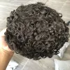 Toupees Undetectable Afo Man Jet Black 18mm Curly Micro Skin Base Men Toupee Natural Hairline Man's Curly Human Hair Prosthesis System