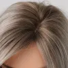 Parrucche grigie bionda bianca bionda a metà lunghezza di capelli sintetici parrucche medio dritta parrucca ombre con lunghi colpi per donne parrucca a strati di cosplay naturale