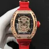 豪華なメンズメカニクスウォッチリチャ腕時計ワインバレルミルRM052シリーズ完全自動メカニカルメイゴールドフルダイヤモンドテープメンズ