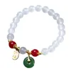 Bangle estilo chinês fivela de segurança pingente pulseira imitação jade frisado pulseiras para mulheres sorte charme riqueza prosperidade