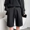 メンズショーツワークカラーファーストショートスーツパンツボタンジッパースタイリッシュな男性膝の長さのワークウェア