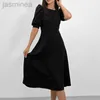 Basic Casual Dresses Spring Summer Midi Dress Women Sexy O-neck Short Sleeve Party Dress Women Fashion Hight Waist Dresses 24319