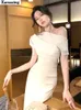 Abito lungo elegante da donna Moda estiva con spalle scoperte Chic aderente Abiti da sera da sera Abbigliamento coreano 240319