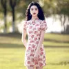 Roupas étnicas Francês Corte Osso Pequeno Cheongsam Primavera e Verão Melhorado Vestido Jovem Menina Curto Sexy