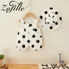 Hosen ZAFILLE Big Dots Gedruckt Baby Mädchen Overalls Sommer Geboren Overall Für Kinder Rückenfreie Kinder Kleinkind Strampler Mit Hut