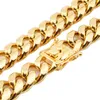 19K Gold Chain Halsband Kanen Buckledensity 8mm 10mm 12mm 14mm 16mm Miami Cuban Link Chain Mens Rapper Hip Hop Stainless Steel Jewelry Designer Gift Gift