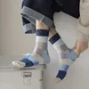 Männer Socken Baumwolle Männer Retro Künstlerische Lange Koreanische Version Geometrische Muster Persönlichkeit Sport Lustige Glückliche Männliche