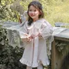 Girl Dresses Kids 2024 Autumn Korean Baby Girls Dress Long Sleeve Lace Collar Cute Children Fishtail Princess